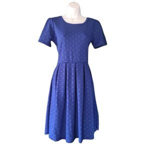 Lularoe polyester blue dress zip up back size medium .